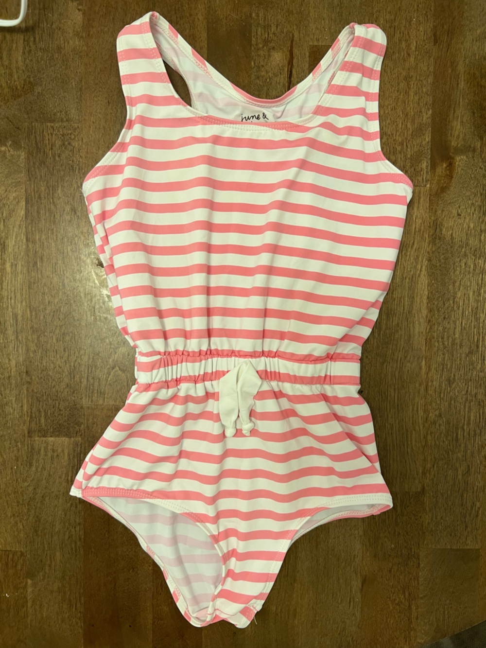 June & January | Pink Striped Swimsuit Girls 9/10